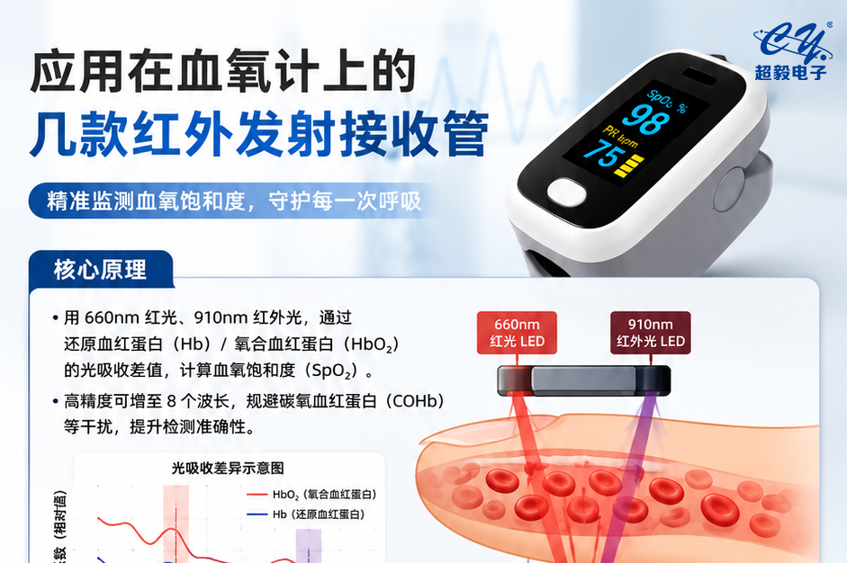 血氧仪专用红外发射接收管｜脉搏血氧仪探针光电检测应用